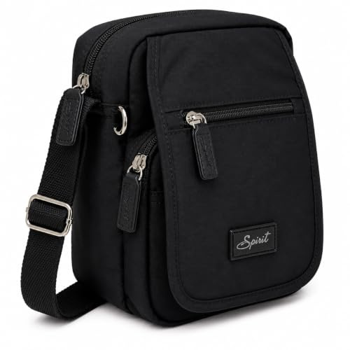 Spirit - Nylon Splash Resistant Crossbody Bag - Lightweight Travel Bag - Multiple Sections & Adjustable Strap - Small Size