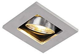 Qazqa Einbaustrahler, Einbauleuchte - Qure - Aluminium, max. 50W, Geeignet für LED, 10cm, Quadratisch, Ideal als Flur, Küche lampe und Schlafzimmerlampe