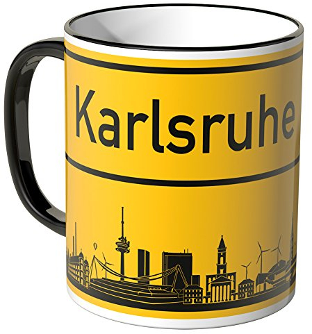 WANDKINGS® Tasse, Skyline Karlsruhe - SCHWARZ