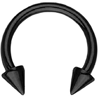 eeddoo Piercing Hufeisen mit Stacheln Schwarz Titan Stärke: 1,2 mm Durchmesser: 10 mm 4 mm