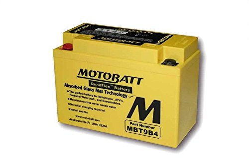 MOTOBATT Batterie MBT9B4 12V 9Ah kompatibel mit Yamaha XP 500 A T-Max ABS | Wartungsfreie AGM-Batterie, versiegelt, Vergleichstypen YT9B-BS, CT9B4; kompatibel mit YAMAHA Majesty 400i 4T LC 04-06, 07-10