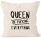 MoonWorks Kissenbezug Queen of Fucking Everything Deko-Kissen 40x40 Baumwolle Natur