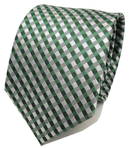 TigerTie Designer Seidenkrawatte in grün silber grau kariert