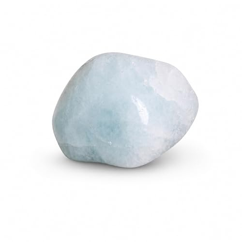 Budawi® Aquamarin Trommelstein | Handschmeichler Naturstein 25–30 mm | Polierter Edelstein Taschenstein in hellblau