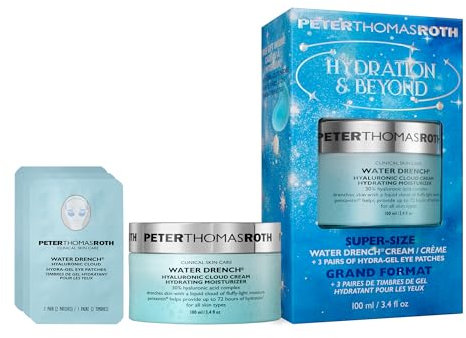 Peter Thomas Roth Hydration & Beyond Set – Super-Size Water Drench Hyaluronic Cloud Cream & Hydra-Gel Augenpads – Intensive Feuchtigkeitspflege für alle Hauttypen – Langanhaltende Hydration und Pflege