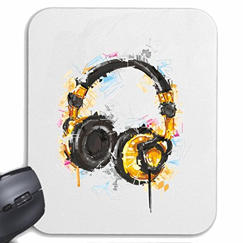 Mousepad (Mauspad) KOPFHÖRER Vintage Techno Jazz Funky Soul Trance Festival House Hiphop HIP HOP DJ für ihren Laptop, Notebook oder Internet PC .. in Weiß