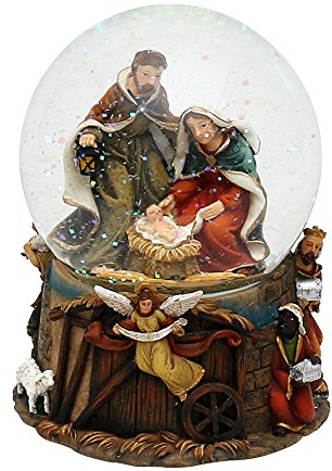 Dekohelden24 Schneekugel, Heilige Familie, mit Sound, Maße H/B/Ø Kugel: ca. 14,5 x 11 cm/Ø 10 cm..