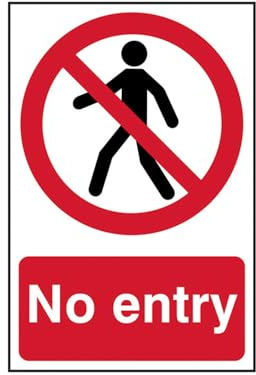 Englisches Schild „No Entry, Verbotsgesundheit und Sicherheit, selbstklebend, PVC, 200 x 300 mm