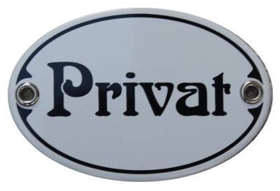 Türschild Privat Emaille Schild Jugendstil 7 x 10,5 cm Emailschild weiß (ohne Holzrahmen)