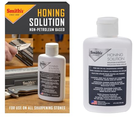 Smith's HON1 Honing Solution - 4oz Bottle - Lubricate Sharpening Stones - Built-in Stone Cleaning Agents & Rust Inhibitors - Oil for Tool & Knife Sharpening Stone - Prevents Clogged Pores