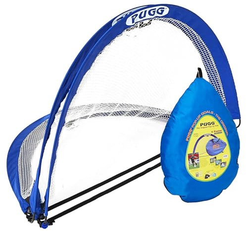 PUGG 4 Foot Pop Up Soccer Goal, Portable Training Football Knitted Poly Net Equipment, The Original Pickup Game Goal, Includes Two Goals & Bag