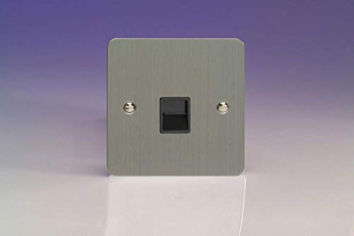 Varilight XFSTSB 1 Gang Telephone Slave Socket In Brushed Steel With Black Insert