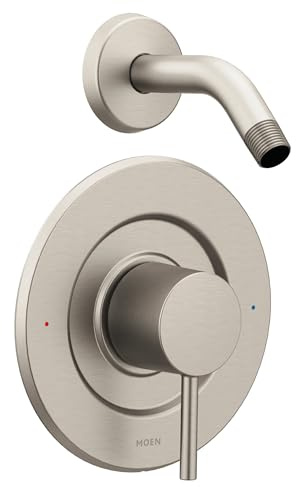 Moen Align Brushed Nickel Posi-Temp Pressure Balancing Modern Shower Trim Kit without Showerhead Valve Required, T2192NHBN