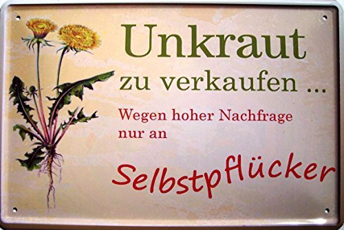 Unkraut zu verkaufen Blechschild Schild Blech Metall Metal Tin Sign 20 x 30 cm