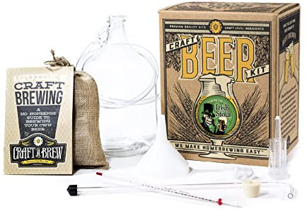 Craft A Brew cerveza negra irlandesa; Kit para hacer cerveza; Haz tu propia cerveza artesanal; Equipos y Suministros Completos; Kit de elaboración de cerveza casera de inicio; 1 galón