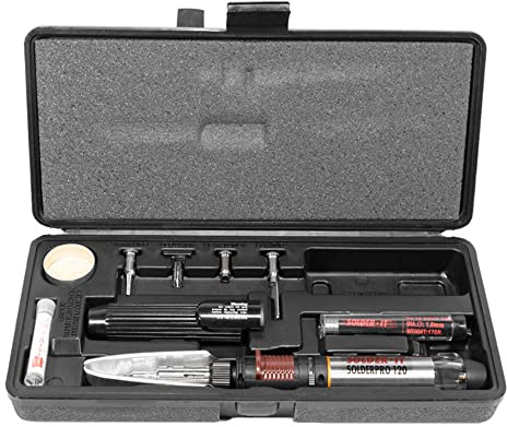 Solder-It SolderPro 120 Soldering Iron Kit (PRO-120K) | Multi-Function Butane Heat Tool with Tips and Case | Cordless and Portable Soldering Gun | Home Improvement Tools and Soldering Kit Essential