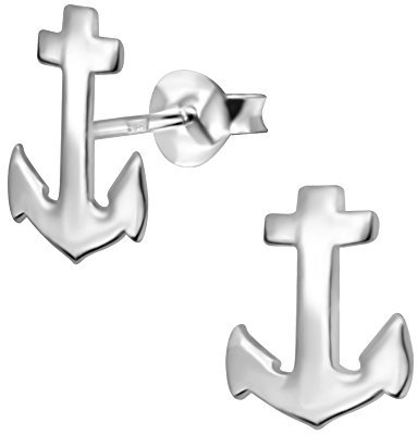 Laimons Damen-Ohrstecker Maritim Damenschmuck Anker 11mm glanz flach Sterling Silber 925