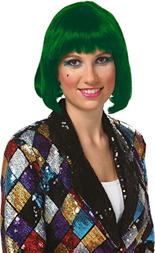 Bob-Perücke Lola - Farben: blau, grün oder schwarz (grün)