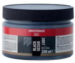 Amsterdam Primer - Schwarz Gesso 3007 Tiegel 250 ml - Idealer Untergrund für Acryl- & Ölfarben - Mischbar - Wasserfestes, mattes Finish