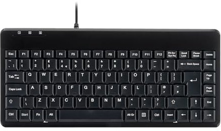 Perixx PERIBOARD-409P Wired Mini Keyboard, Compact PS/2 Interface, UK Layout, Black