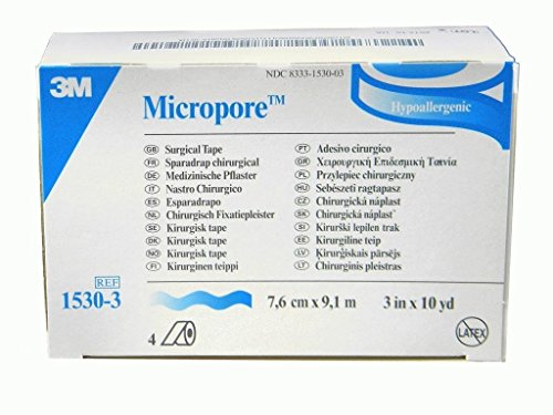 Micropore 1530-3 Pflasterverbände, 7,5 cm x 9,1 m, Weiß (4-er pack)
