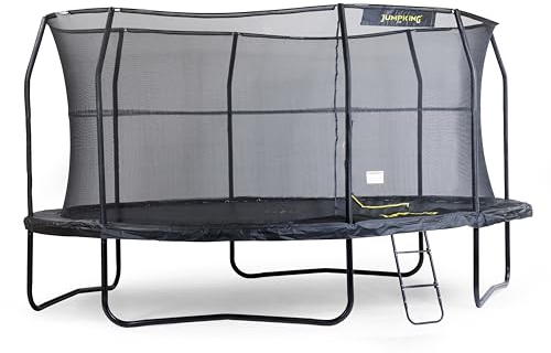Jumpking 14ft x 17ft Oval Trampolin mit Sicherheit Gehäuse Netz & Leiter - JumpPod ❘ Outdoor-Trampolin für Erwachsene & Kinder | Revolutionäre POD™ Connector | 10 Jahre Garantie