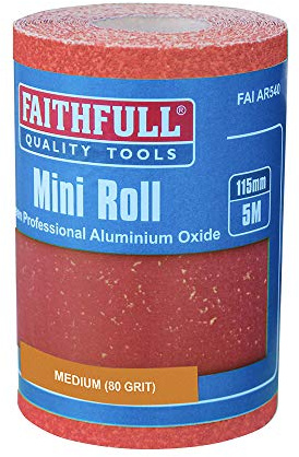 Faithfull AR580R Aluminium Oxide Paper Roll 115mm x 5m 80g - Red Heavy Duty