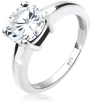 Elli Ring Damen Solitär mit Zirkonia Kristall in 925 Sterling Silber