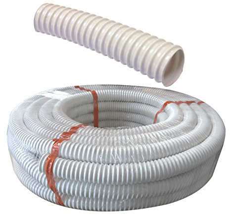 Regiplast T40 Tube de vidange PVC souple annelé Ø 40 + Rouleau de 20 m, Blanc