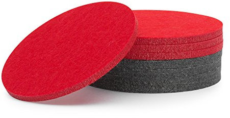 FILU Filzuntersetzer rund 8er Pack (Farbe wählbar) Mix Rot & Schwarz - Untersetzer aus Filz für Tisch und Bar als Glasuntersetzer/Getränkeuntersetzer für Glas und Gläser