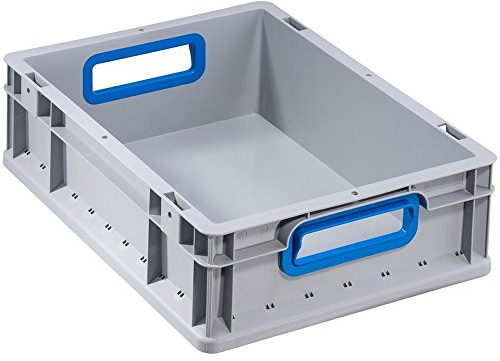 Allit 456720 EuroBox 412 400 x 300 x 120 mm offene Griffe in grau/blau