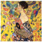 Legendarte - Kunstdruck auf Leinwand - Dame mit Fächer Gustav Klimt - Wanddeko, Canvas cm. 90x90