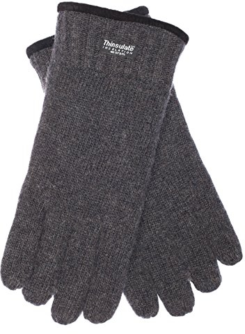 EEM Herren Strickhandschuhe, weiche Wolle, Thinsulate Thermofutter, Saum mit Paspelierung, anthrazit L/XL