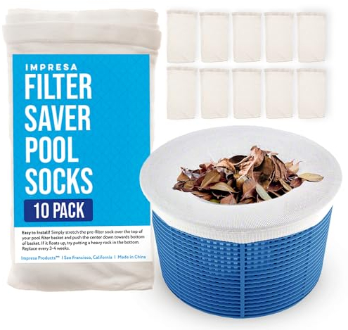 IMPRESA Products 10-Pack of Pool Skimmer Socks - Perfect Savers for Filters, Baskets, And Skimmers