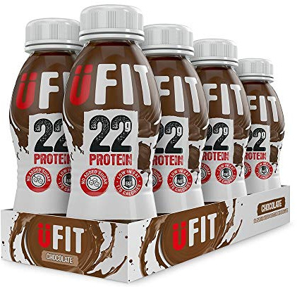 UFIT High 22g Protein Shake, No Added Sugar, Low Fat – Chocolate Flavour Ready To Drink (Pack of 8 x 310ml)