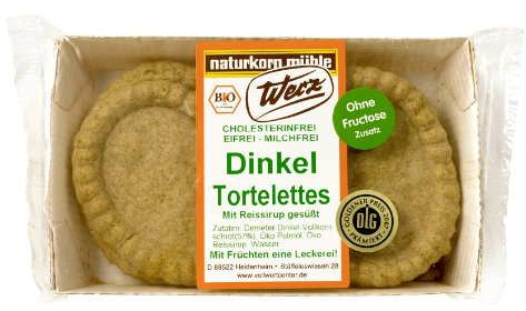 Werz Dinkel-Vollkorn-Tortelettes mit Reissirup, 3er Pack (3 x 120 g Packung) - Bio