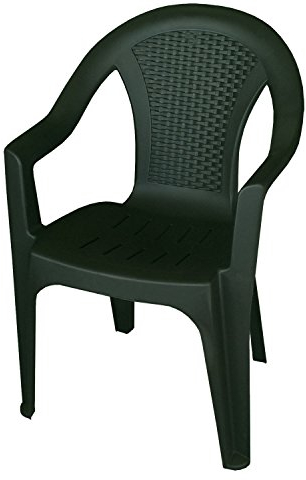 Sedia impilabile in rattan, da giardino, in plastica, per balconi, terrazze, colore: verde scuro