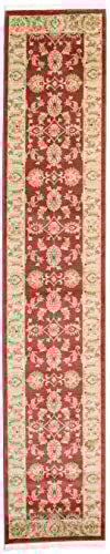 RugVista, Ziegler Kaspin, Teppich, Hochflor Teppich, 80 x 400 cm, Laufer, Orientalischer Ziegler Teppich, Oeko-Tex Standard 100, Polypropylene, Flur, Schlafzimmer, Küche, Wohnzimmer, Rot, Mehrfarbig