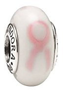 PANDORA - PANDORA Charms Silber Muranoglas pink ribbon 790928