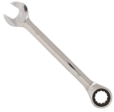 Dapetz® 32mm Combination Ratchet Spanner – Metric Ratcheting Wrench, Fixed Head, Chrome Vanadium Polished Steel, Open End and Ring Gear Wrench