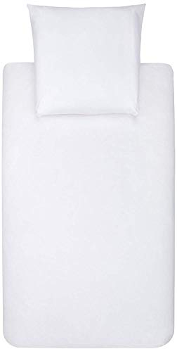 Amazon Basics 2-teiliges Mikrofaser-Bettwäsche-Set, Bettdeckenbezug 135 x 200 cm & 1 Kissenbezug 65 x 65 cm, Strahlend Weiß, einfarbig