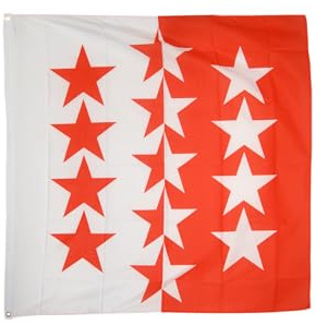 Flaggenfritze Hissflagge Schweiz Kanton Wallis 120 x 120 cm - quadratische Kantonsfahne für Mast, Garten & Event - 2 Metallösen