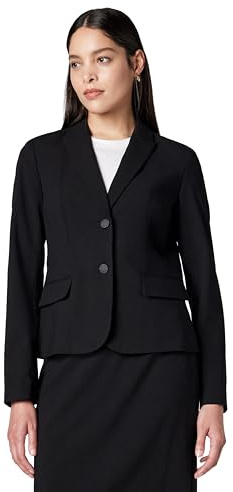 Calvin Klein Women's Two Button Lux Suit Blazer, Black, 12