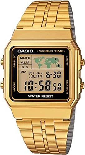 Casio Unisex-Armbanduhr Vintage Digital Quarz Edelstahl beschichtet A500WGA-1D