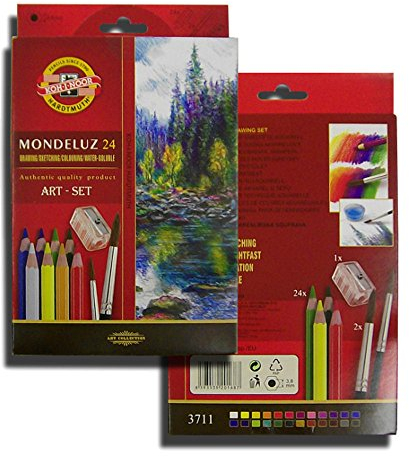KOH-I-NOOR 3711 Mondeluz Aquarell Buntstifte - Farbe sortiert, 24er-Set