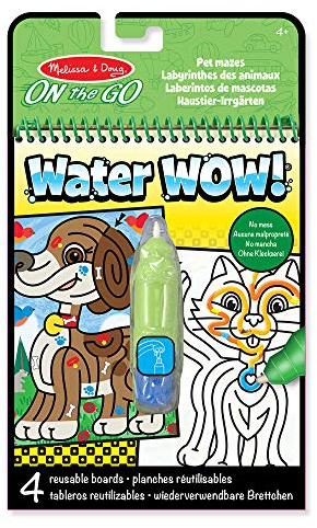 Melissa & Doug, Water Wow, Cuadernos de laberintos de Mascotas con Pintura mágica y bolígrafos de Agua, Cuadernos para Colorear con Agua para niños y niñas de 3-7 años, Multicolor