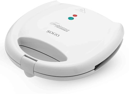 SOGO Sandwichera Eléctrica 2 Rebanadas 700W - Sandwichera Cuadrada con Placas Antiadherentes - Sandwichera con Sistema de Seguridad de Auto-Apagado - Calidad con 3 Años de Garantía