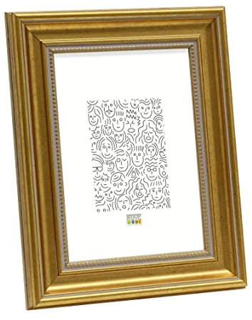 Deknudt Frames S45HA1 Cadre Photo avec Filet Résine Doré/Perlé 24 x 30 cm