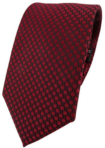 TigerTie Modische Designer Krawatte in dunkelrot bordeaux gepunktet