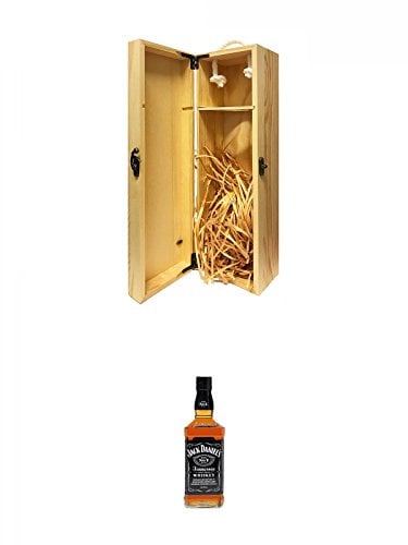 1a Whisky Holzbox für 1 Flasche mit Hakenverschluss + Jack Daniels Black Label No. 7 0,7 Liter